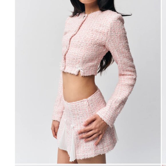 NWT Guizio Colette Jacket, Baby Pink Tweed, S - Picture 4 of 5